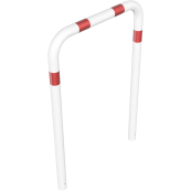 Guard hoop |  76 x 2,6 mm | without cross bar | for casting in concrete | total width: 1000 mm | total height: 1500 mm | hot-dip galvanized and white coatedwith red reflecting stripes